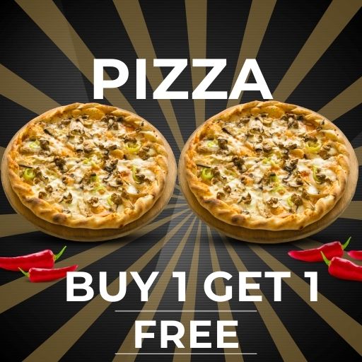 Buy 1 Medium Pizza & Get 1 Regular Pizza Free  ( Not Valid on Mrghrita Pizza)